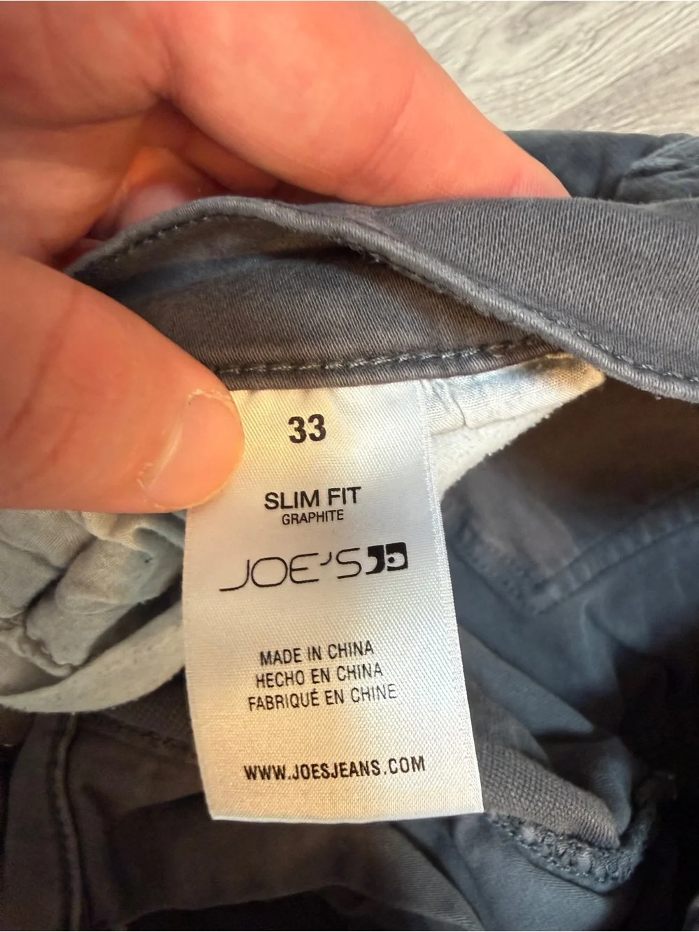 Joes Jeans Mens 33 Slim Fit Graphite Grey Denim Pants Washed Grey Designer Jeans